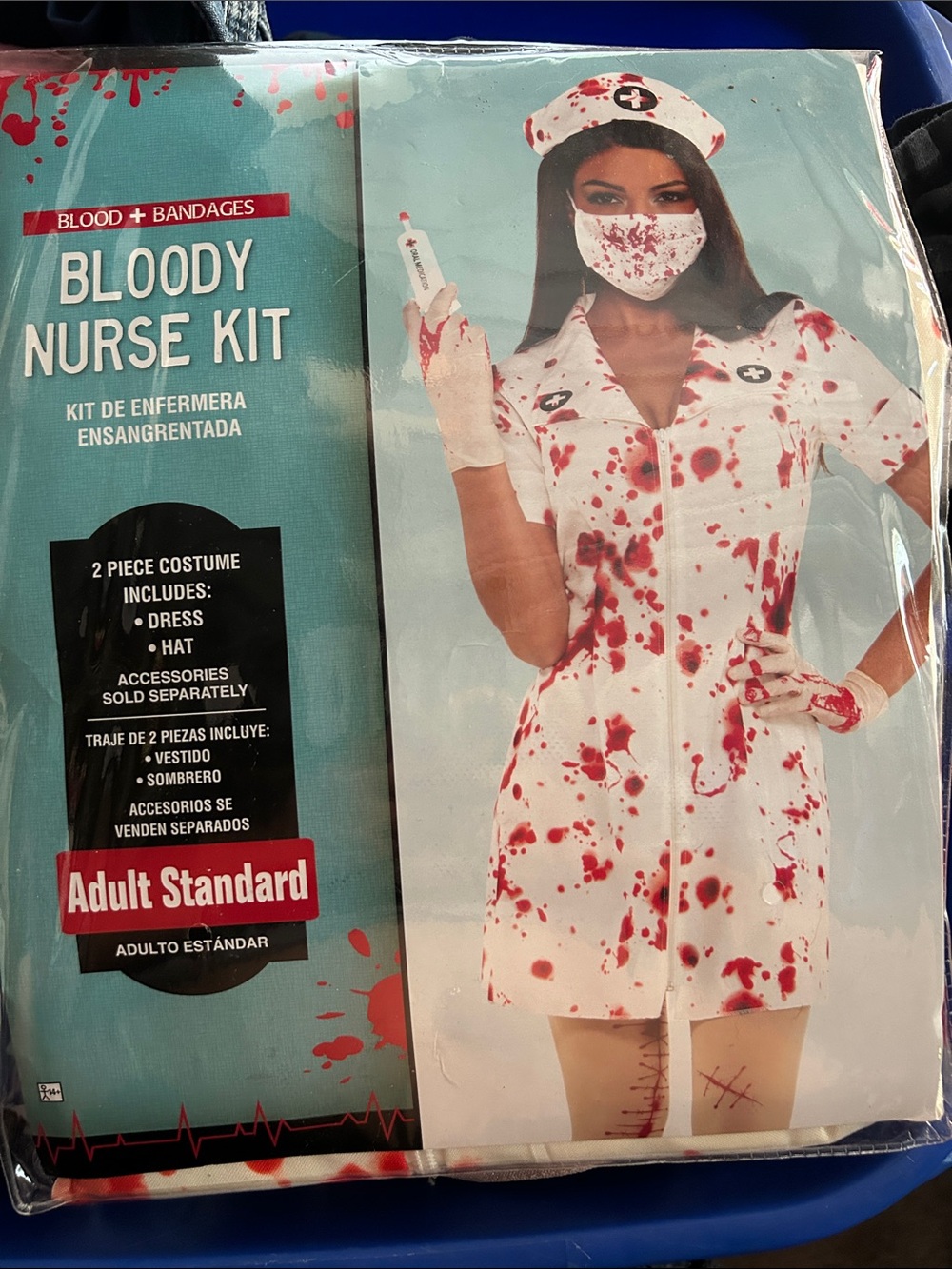 Spirit Bloody Nurse Kit Costume - White with Red Splatter